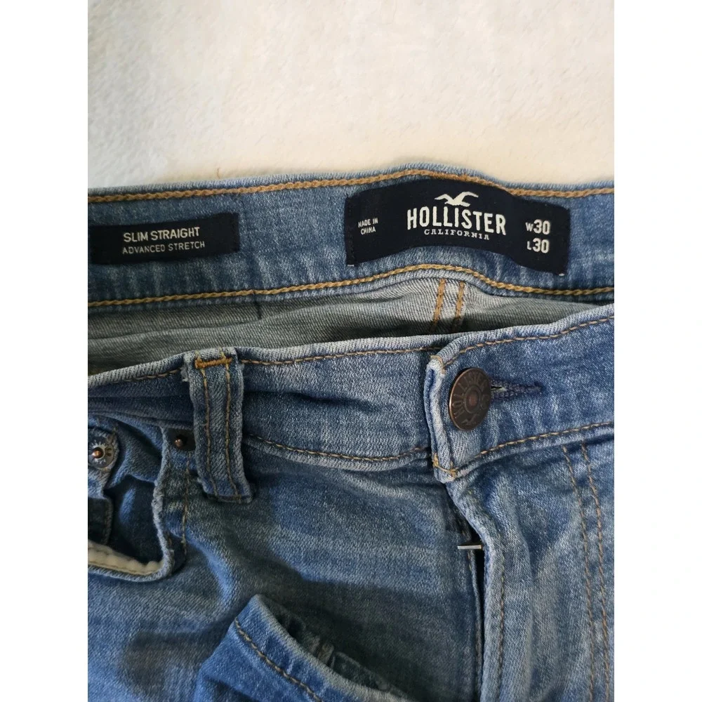 hollister mens size 30x30 distressed slim straight advanced stretch denim jeans
